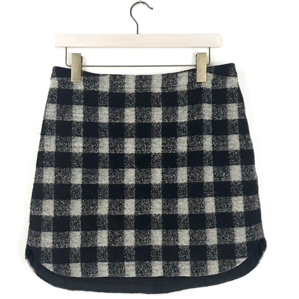 Madewell Buffalo Check Black and White Plaid Skirt